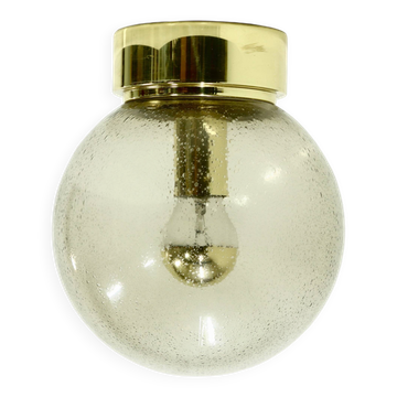 Textured Glass Ceiling Lamp by Glashütte Limburg Germany 1970s