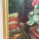 Original Swedish Oil on Panel - "Cineraria i Kruka" by Elna Jacobsson - Signed - Vintage and Framed - 48 × 43.5 cm (18.9" × 17.1")
