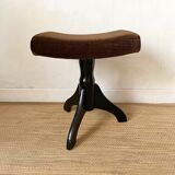 Stool Footrest in velvet and lacquered wood