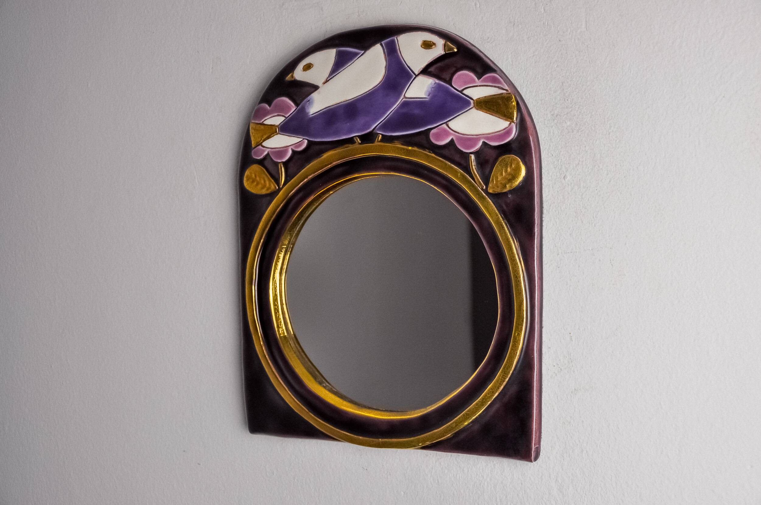 Paradisiers mirror by Mithé Espelt, ceramic, France, 1970