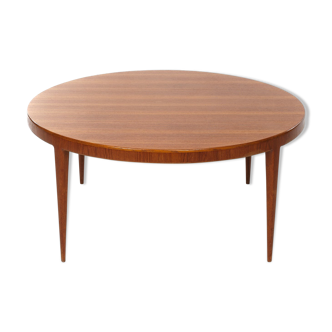 Table basse ronde vintage en teck tables Alma Allemagne vers 1960