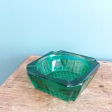 Emerald green glass ashtray, Arques crystal glassware.
