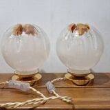 Mazzega globe lamp duo from Murano