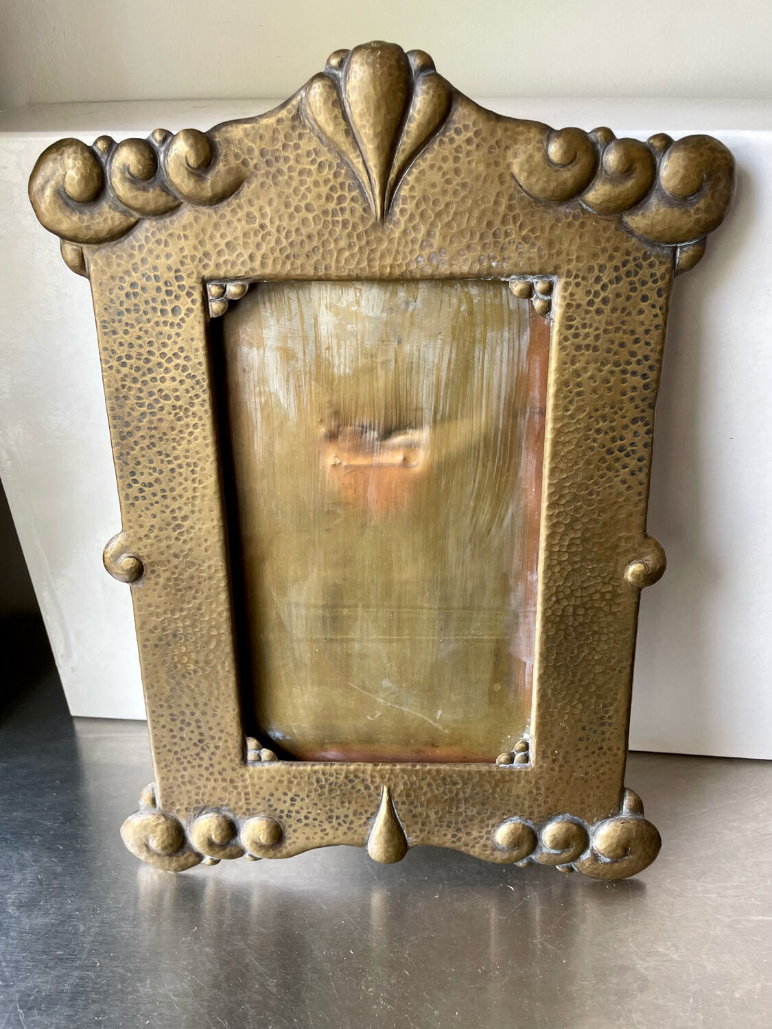 Art nouveau brass metal frame