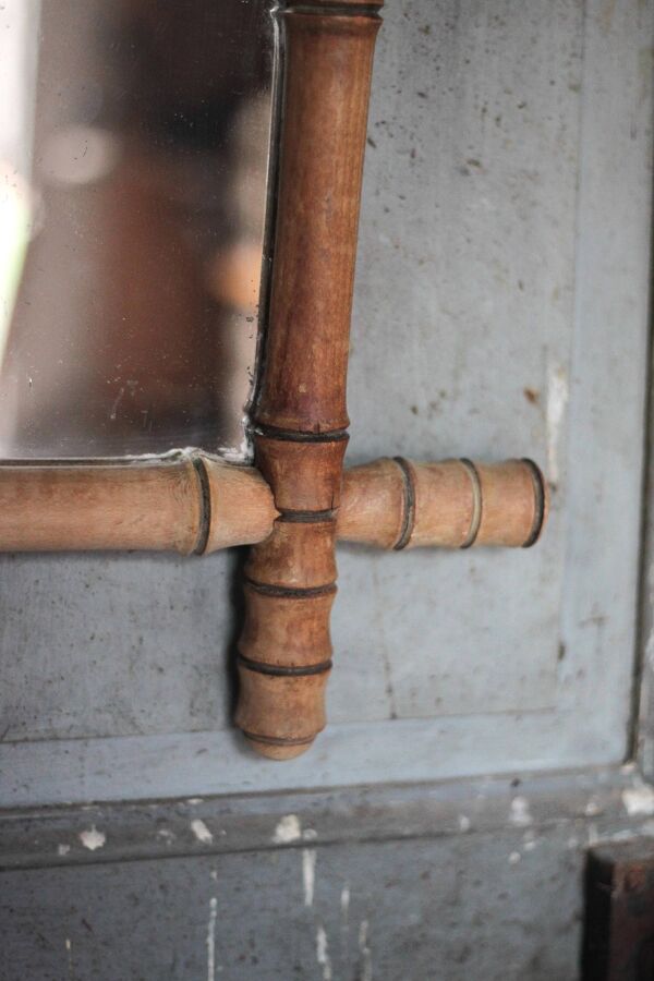 Miroir bois imitation bambou, miroir ancien, miroir à suspendre