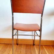Trois chaises mid century skaï et chrome 1950