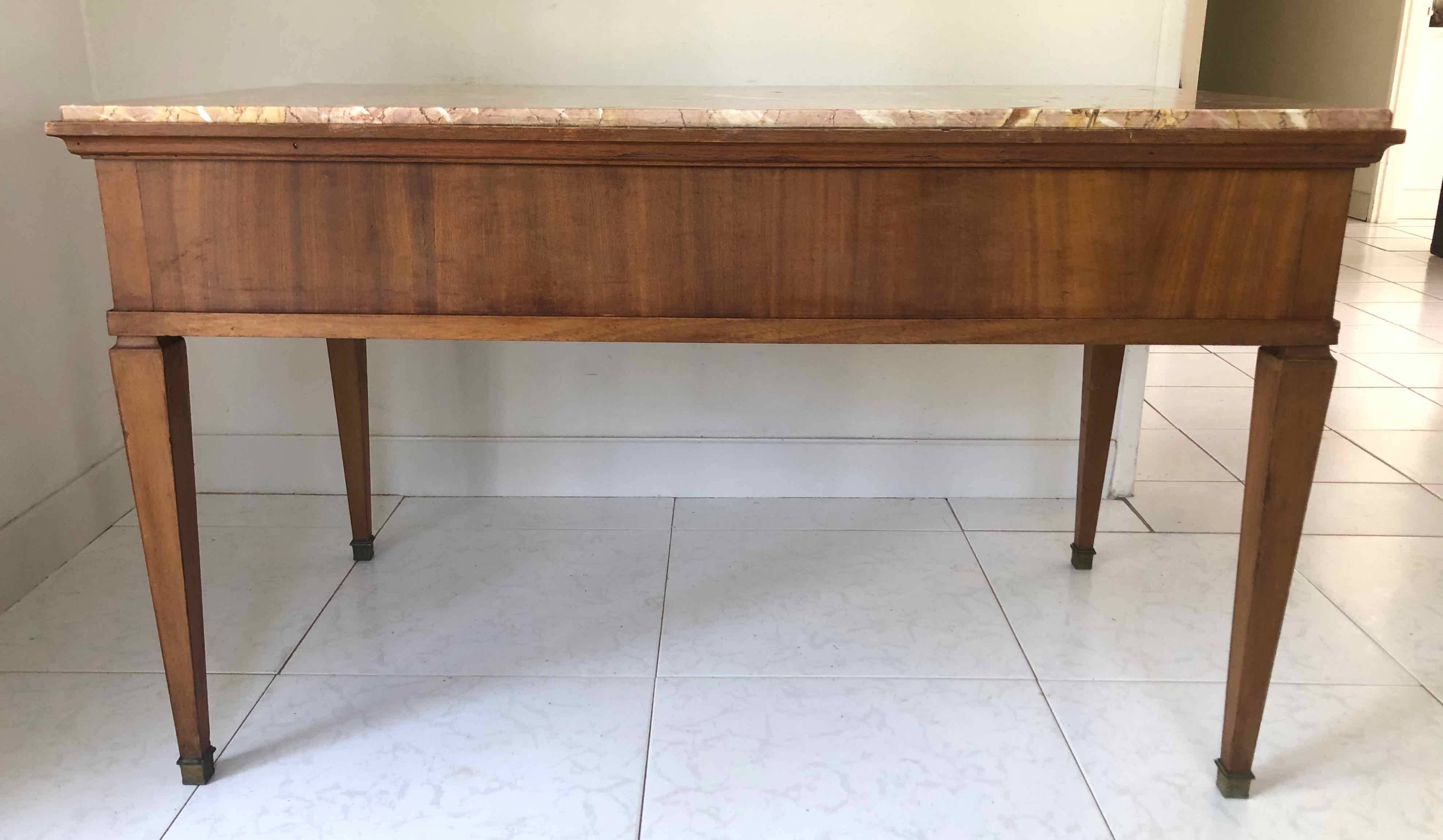 Wood and pink marble desk