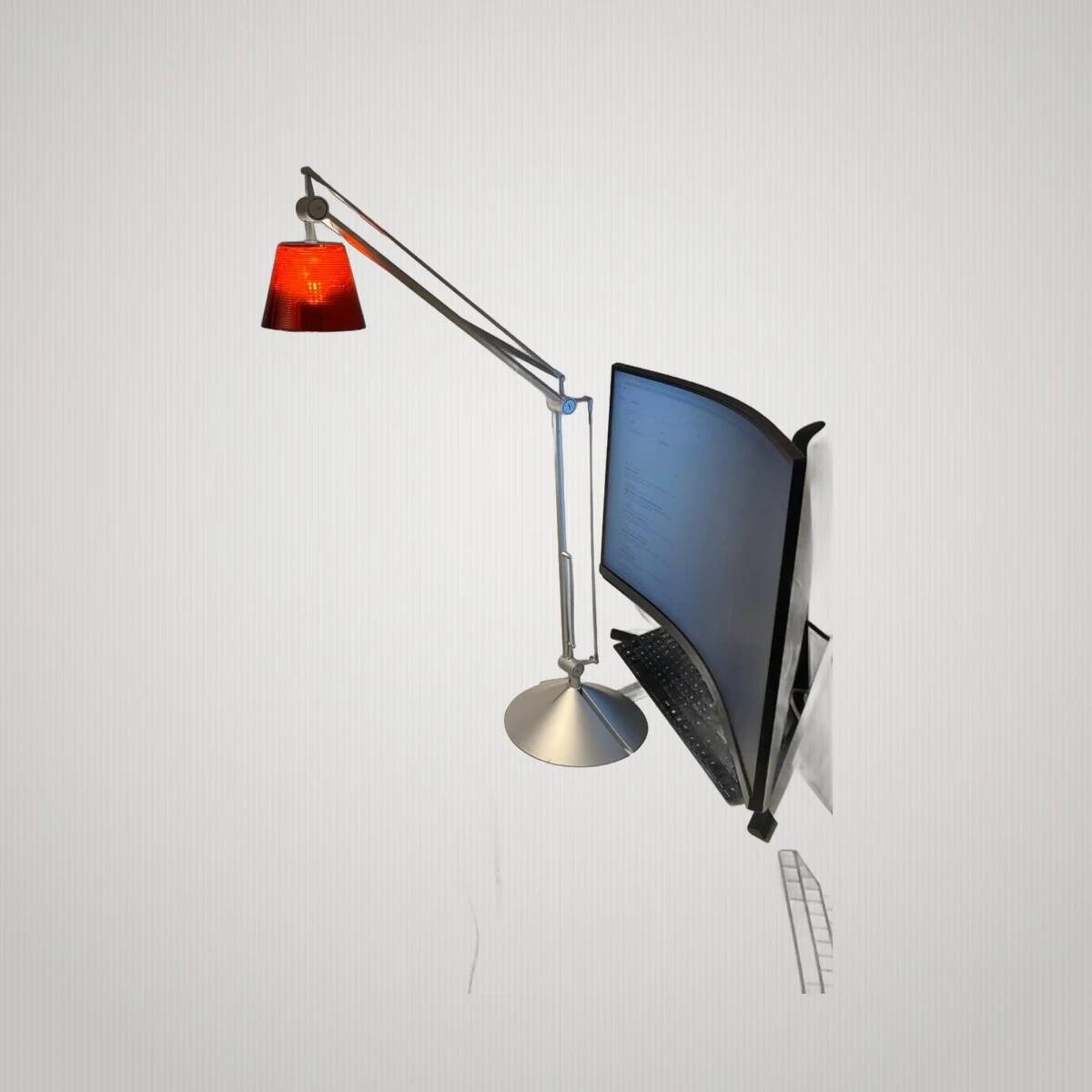 Philippe Starck Archimoon K lamp for Flos 1998 with red collar.