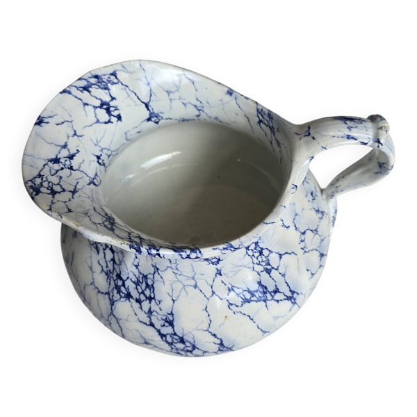 Pot à lait en porcelaine de Limoges décor bleu marbré