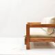 Solid oak two-seater sofa rebuilt in 100% virgin wool