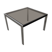 Bedside table or end of sofa in chromed metal and smoked glass from the 70s