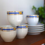 Coffee cups made of fine vintage porcelain blue and gold