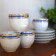 Tasses à café en porcelaine fine vintage bleu et doré