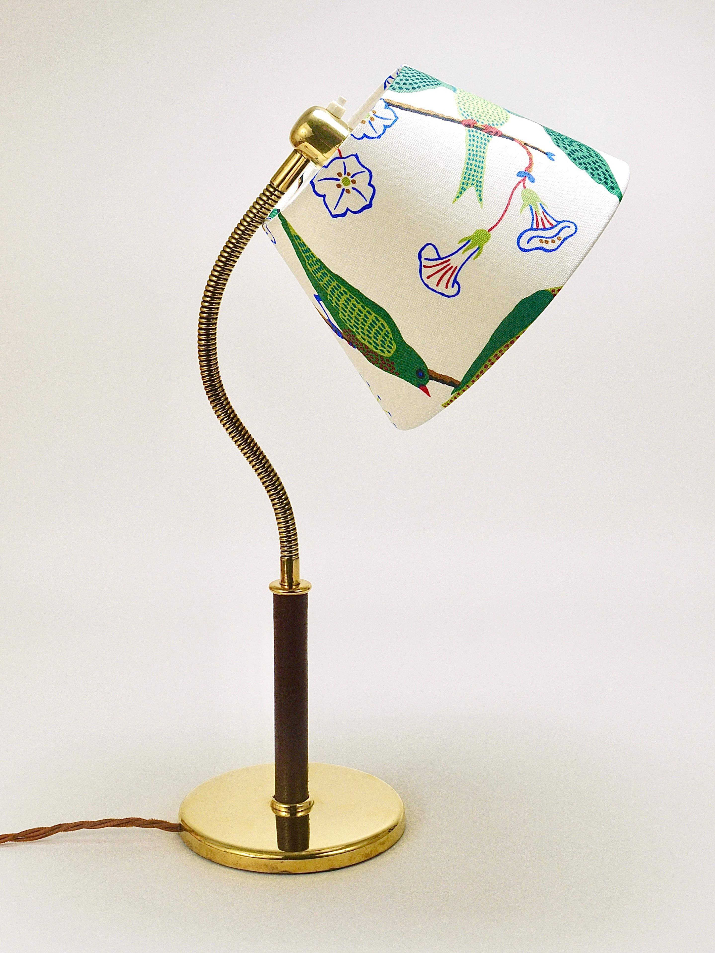 Table Lamp Josef Frank J.T. Kalmar Table Everywhere, Brass & Leather, Austria, 1930