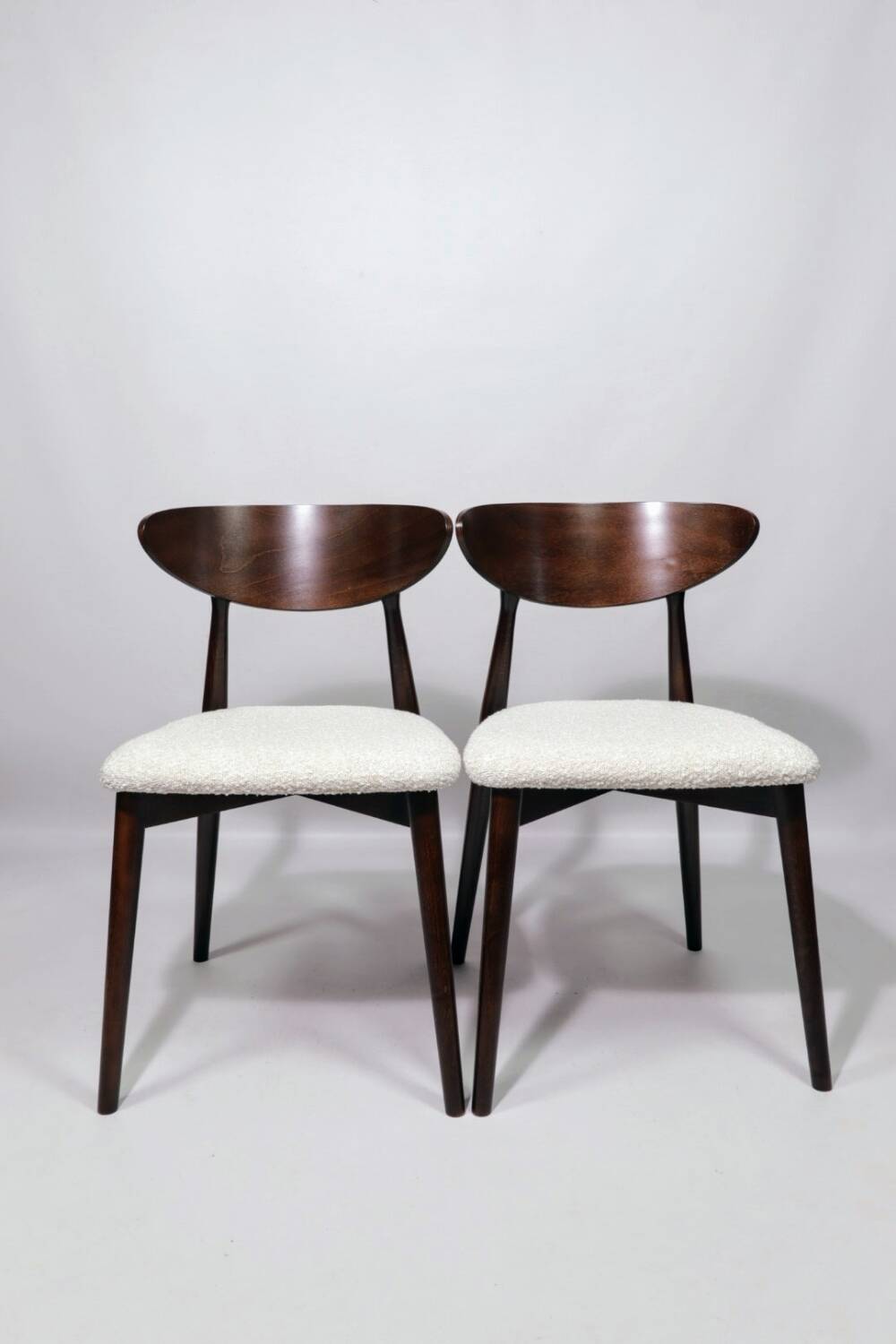 Vintage dining chairs set of 6 pearl bouclé