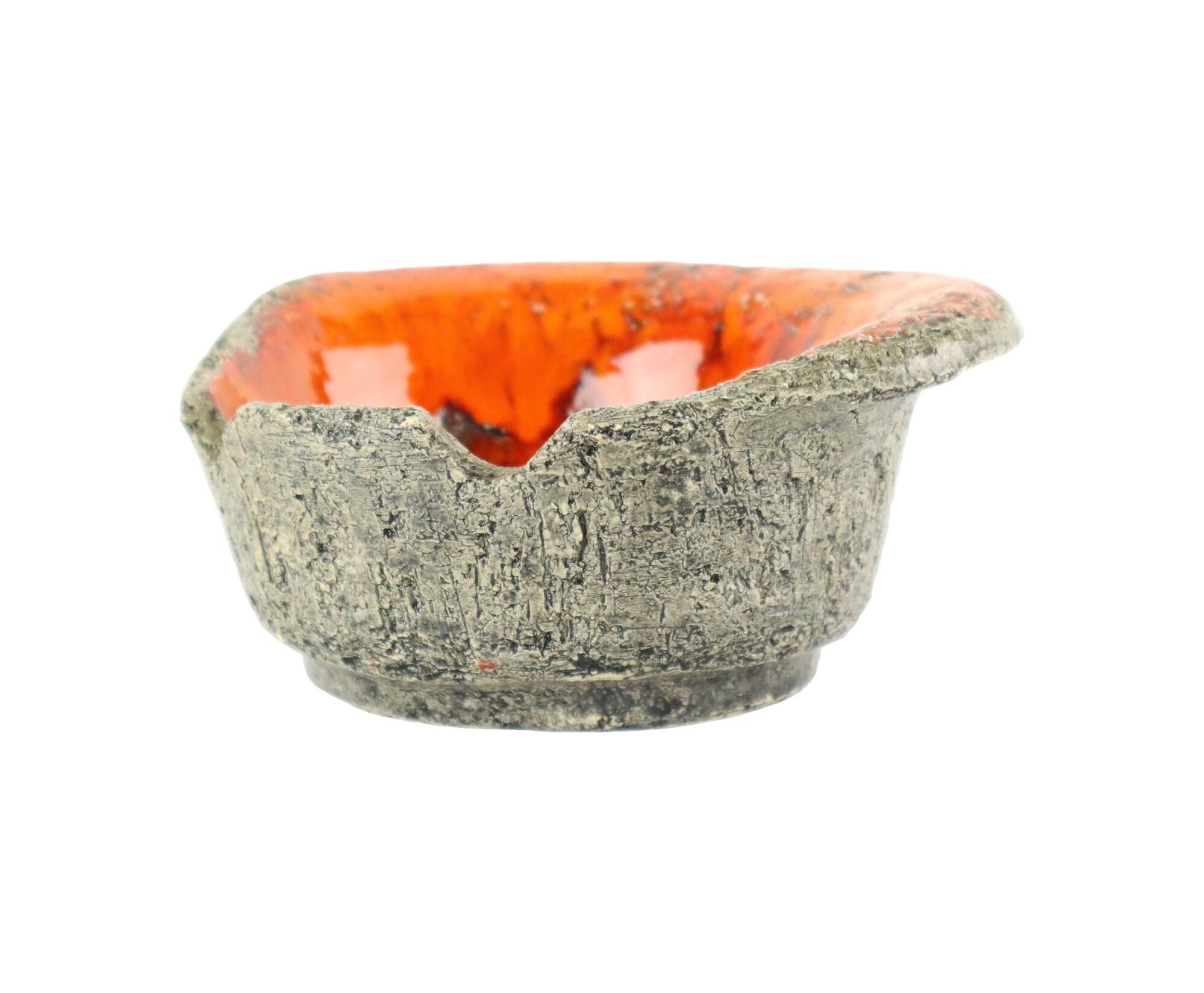 Jan Van Erp Earthenware Ashtray Vide Poche Orange Fat Lava 15cm