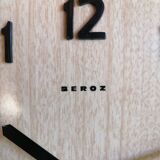 Vintage clock formica silent wall clock "Beroz beige wood"