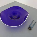 Large blue glass bowl, Czechoslovakia, 1960s