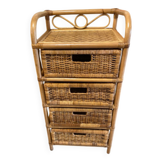 Meuble de rangement, commode en rotin