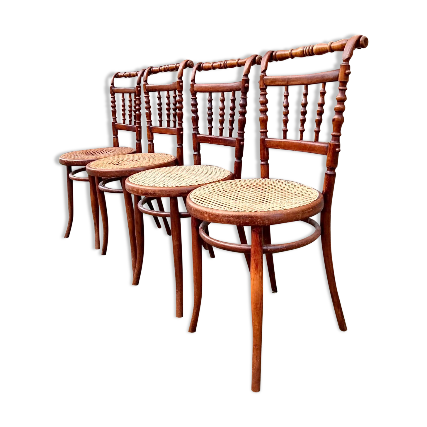 4 bentwood and webbing Dining Chairs by Jacob and Josef Kohn