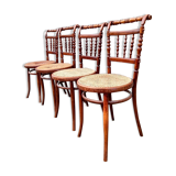 4 bentwood and webbing Dining Chairs by Jacob and Josef Kohn