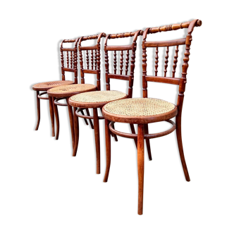 4 bentwood and webbing Dining Chairs by Jacob and Josef Kohn