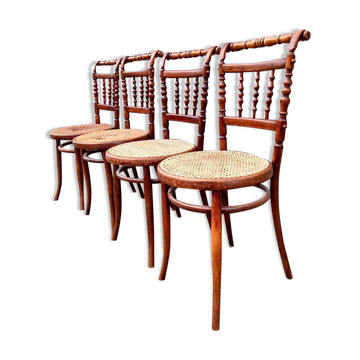 4 bentwood and webbing Dining Chairs by Jacob and Josef Kohn