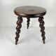 Tabouret ancien en bois massif à pieds torsadés, début XXe