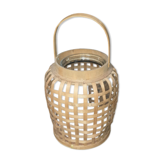 Rattan basket and glass