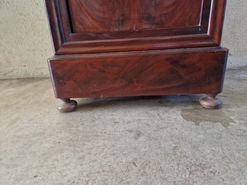 Louis Philippe XIX mahogany veneer and marble bedside table
