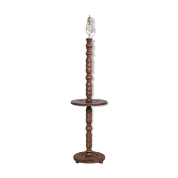 Lampadaire art déco chêne géométrique français mid-century