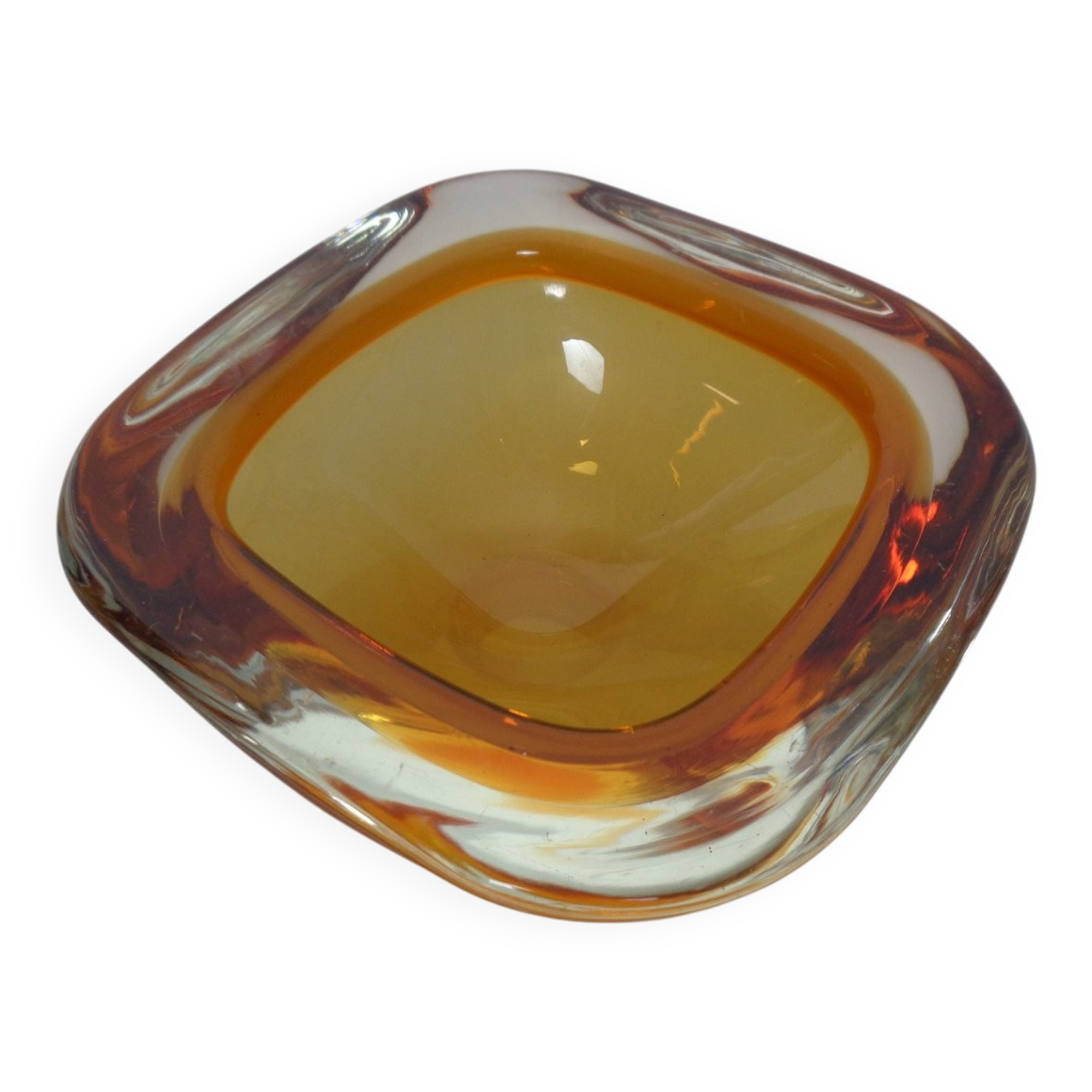 Amber Murano Glass Bowl, Italy, 1960s