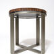 Art-deco style side table in palm wood and steel base