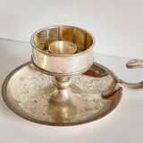 VINTAGE Glass and Silver Metal CANDLE HOLDERS