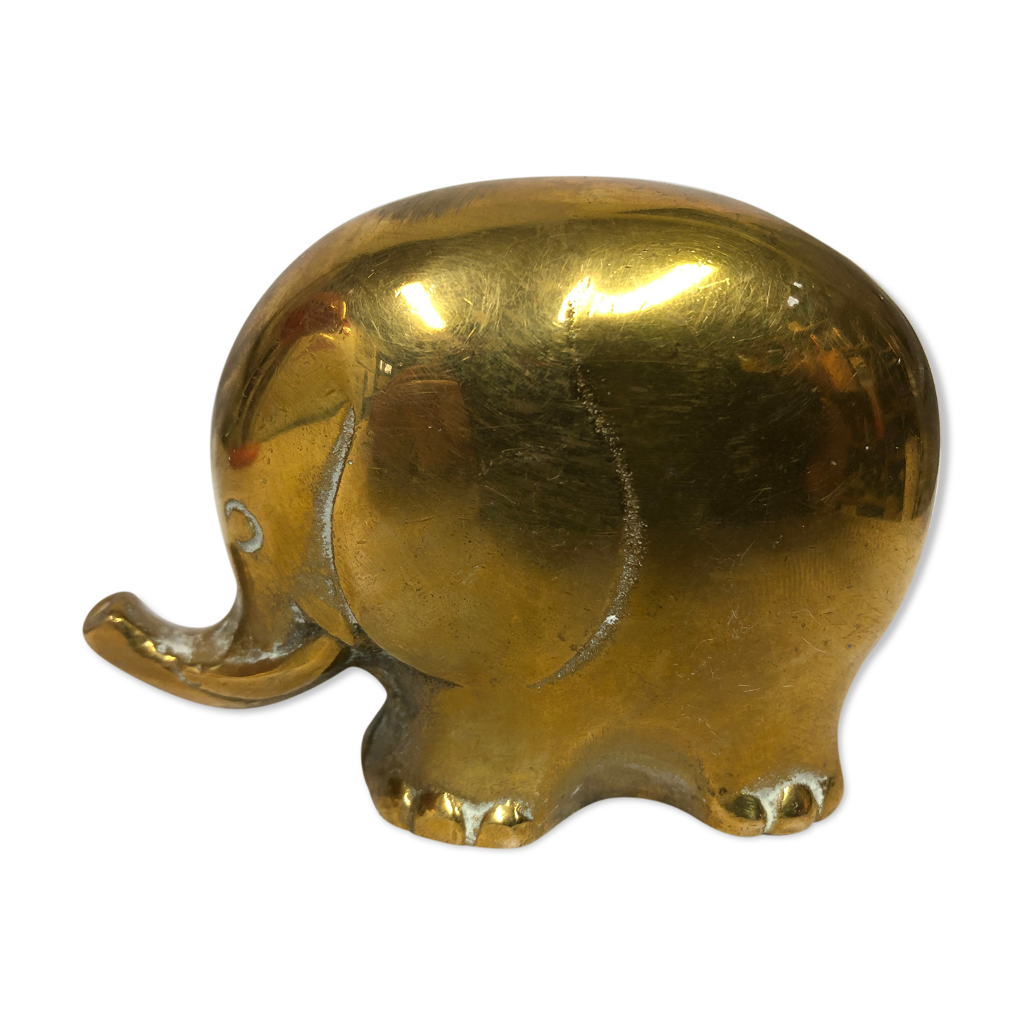 70s golden brass elephant paper press