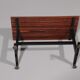 Mid-century Italian bench 1960s with black metal frame, gilded brass legs and solid teak slats