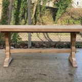 Extendable monastery table renovated in solid raw oak 180 260cm