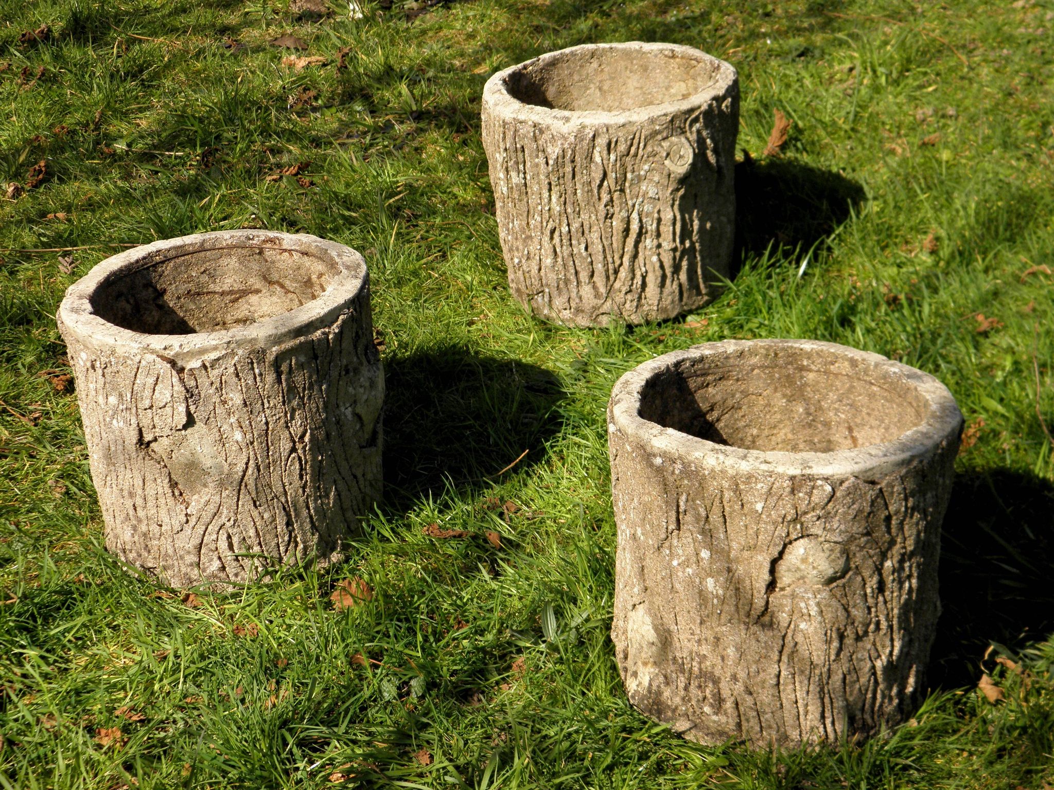 3 jardinières "troncs", années 60