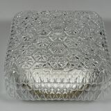 1960s 1970s Ceiling Lamp Flush Mount in Glass & Metal Space Age Design