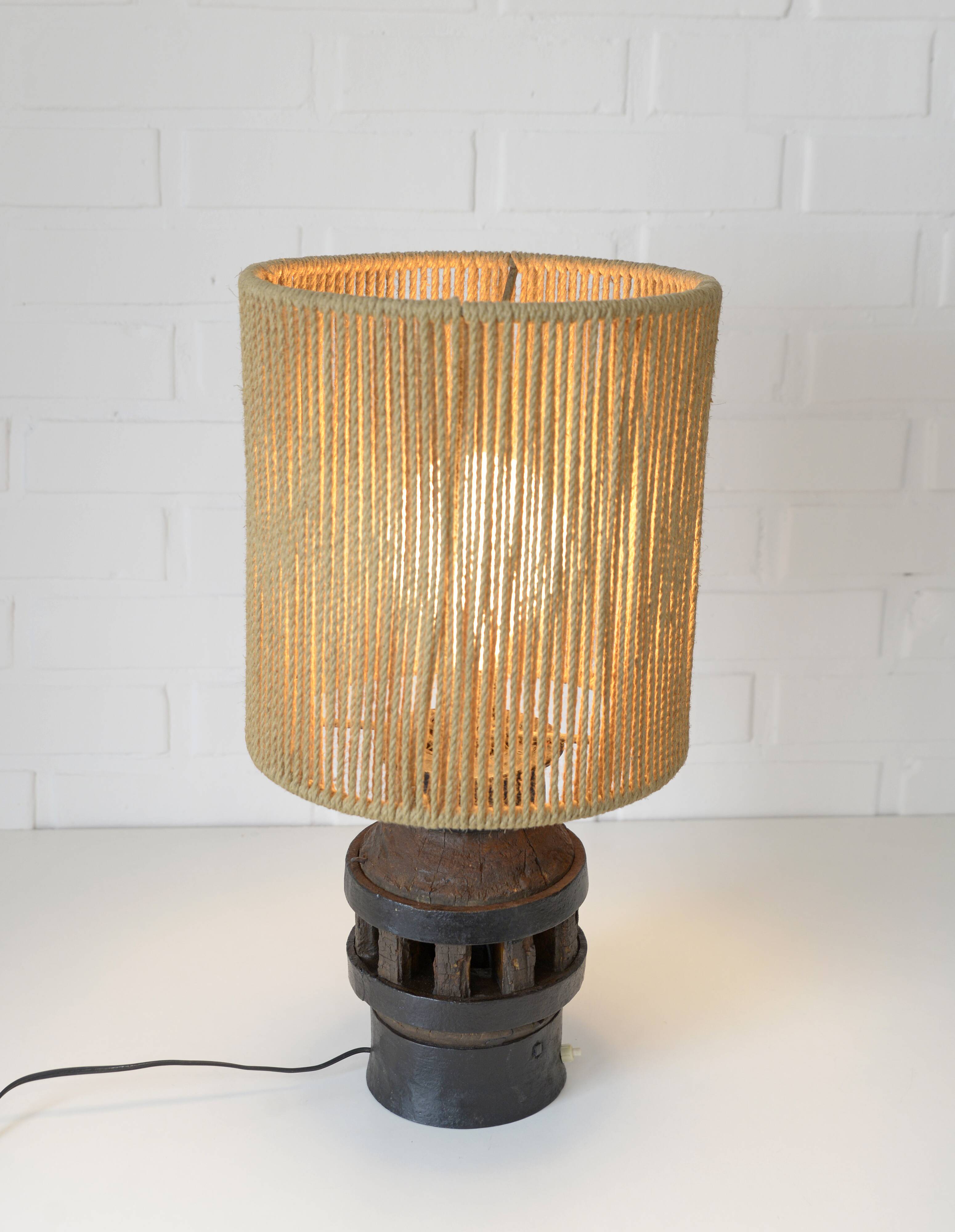 Vintage Floor Lamp Rustic Handmade Farmhouse Wood Wagon Wheel Light