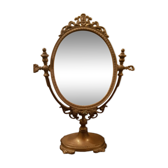 Psychedelic table mirror in bronze. 19th century.