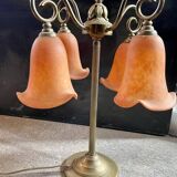 4 tulip lamp in orange glass leg