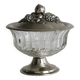Antique sugar bowl in pressed glass and silver-plated metal