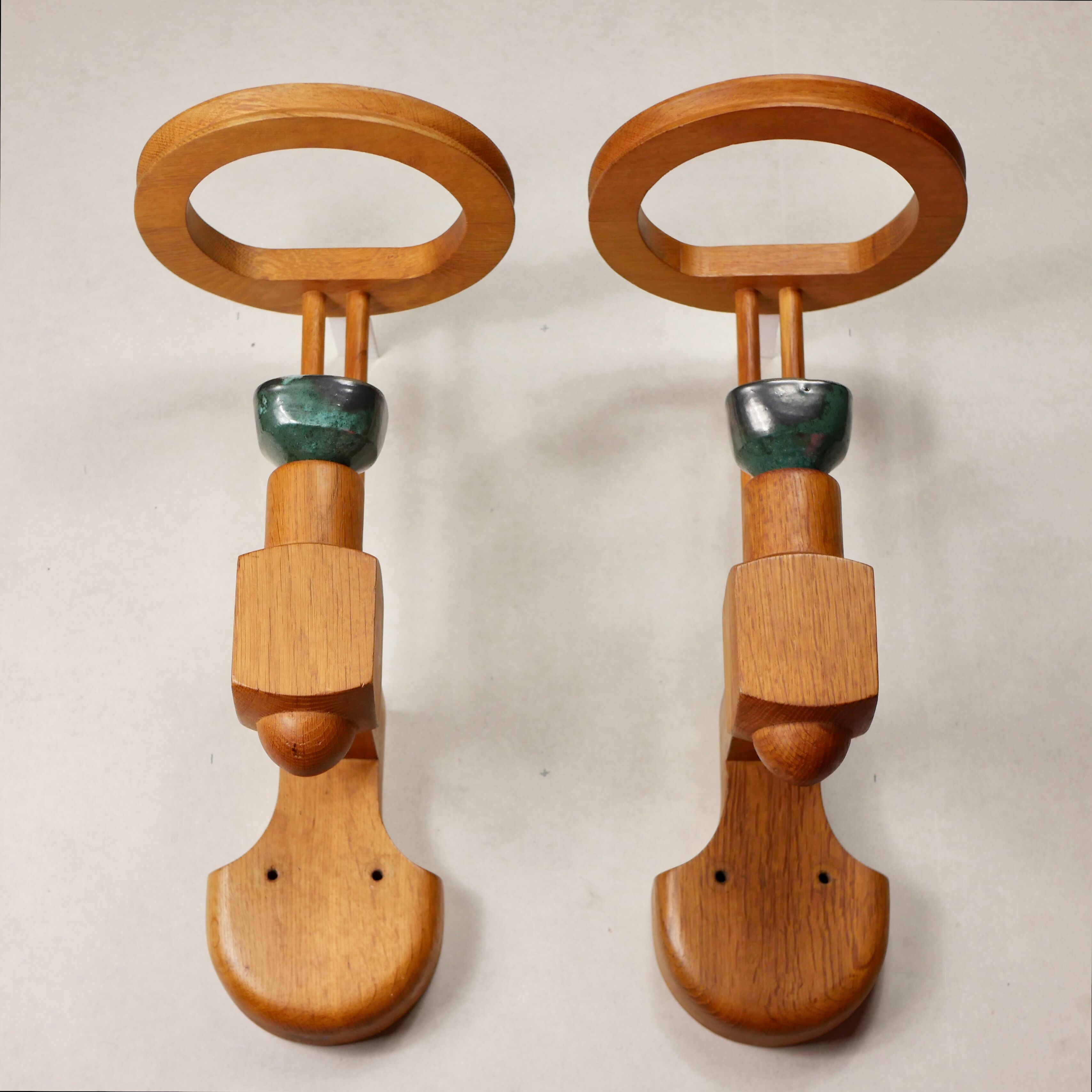 Wall lamp in oak and ceramic Guillerme and Chambron