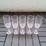 Set of 5 Lumiarc champagne flutes from the 70s