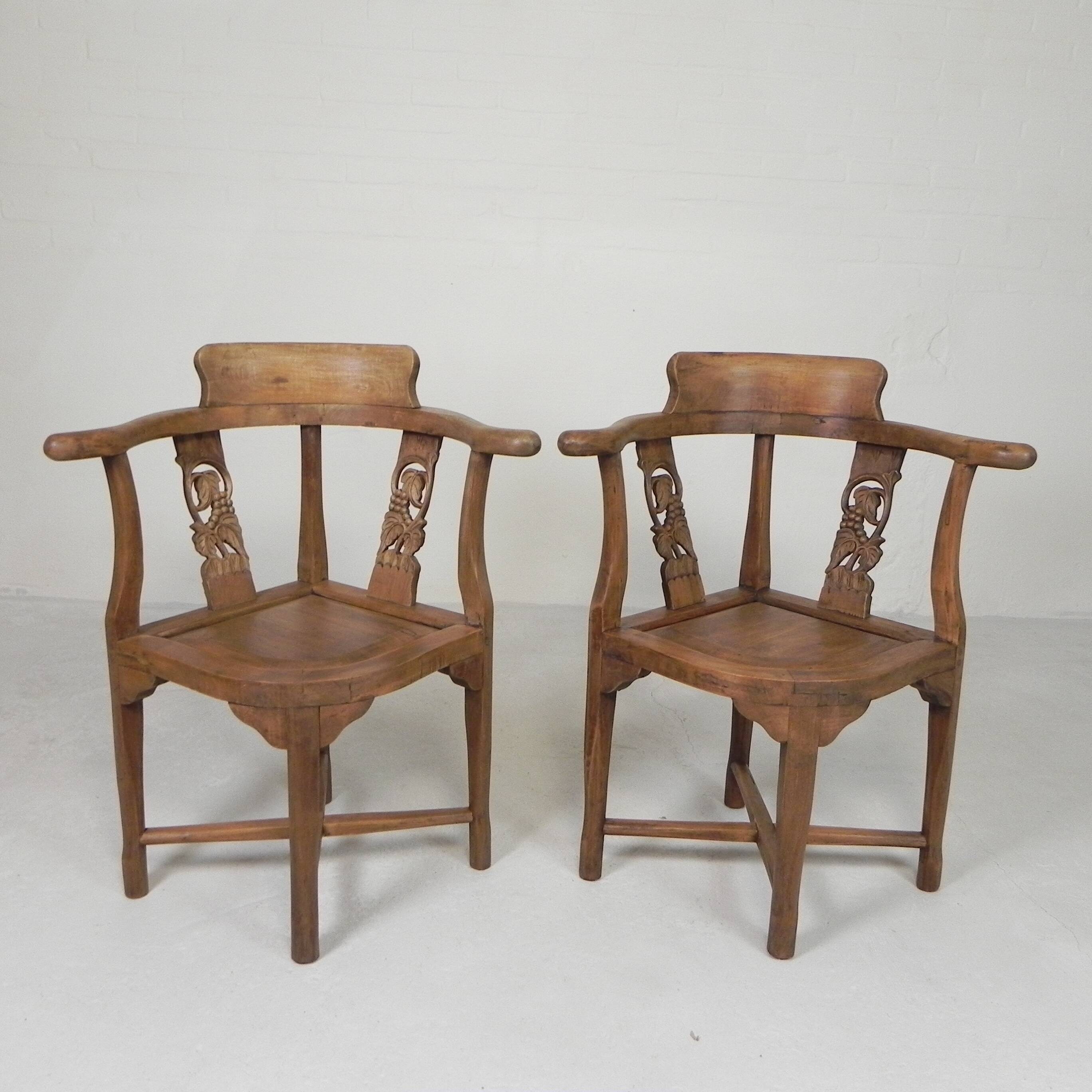 Set of 2 teak corner chairs, 1980s