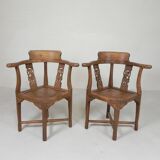 Set of 2 teak corner chairs, 1980s