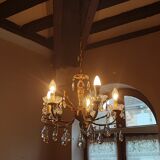 Bronze chandelier with 5-burner tassels