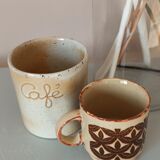Coffee pot and mug cup in sandstone