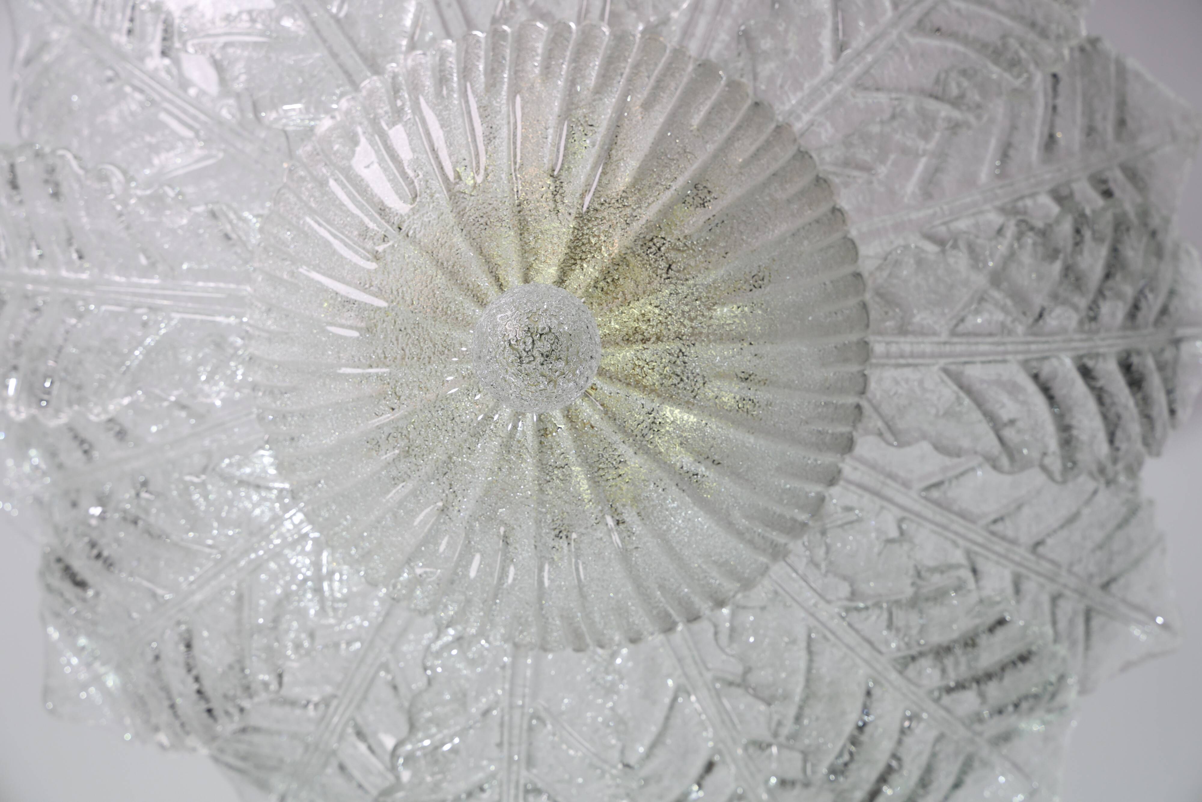 Procida, Murano Clear trasparent Vintage Glass Ceiling Light, 1970s